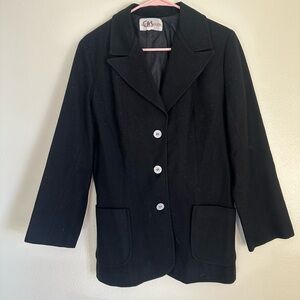 Vintage Koret of California Black Wool Button Blazer Jacket